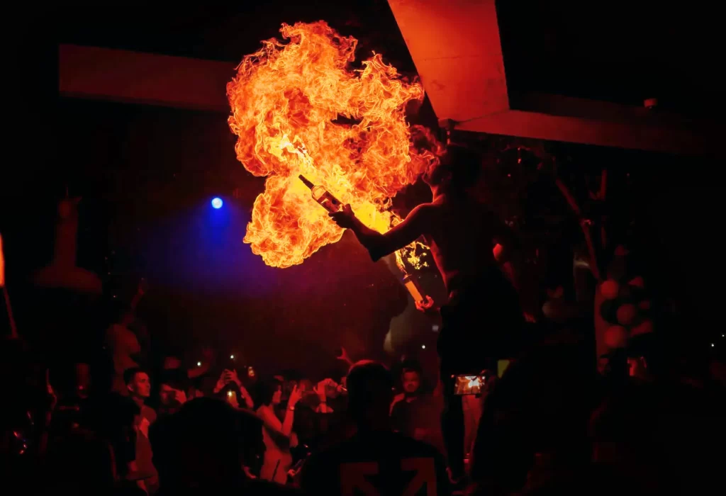 Encore nightlife dance music bar boasts a series of events throughout the year, one of the most renowned event is our fire shows. Look at our events section for further information